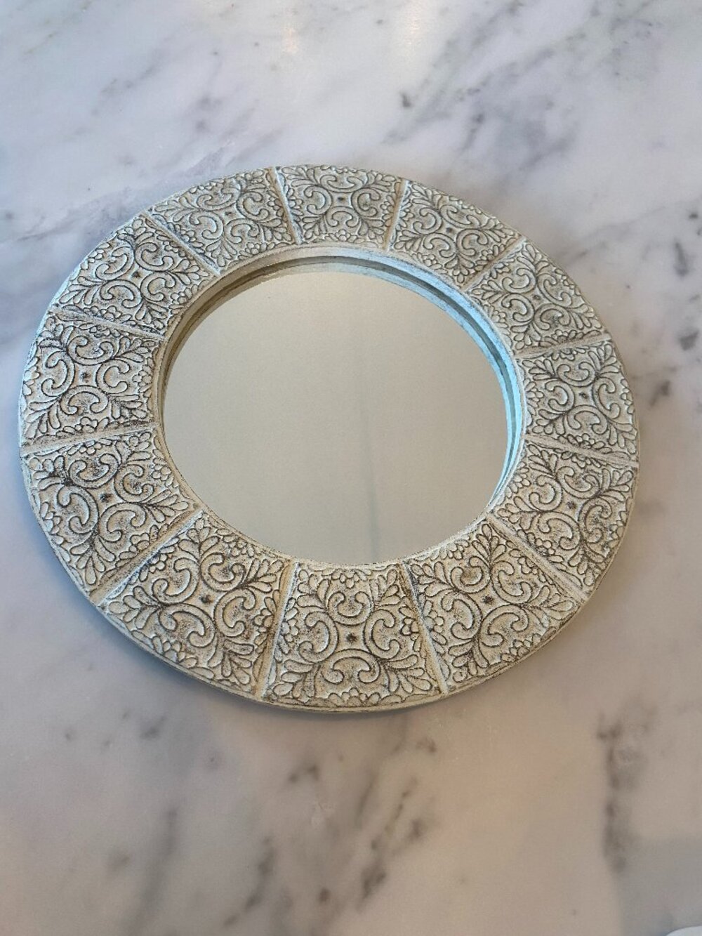 Cream Colored Decorative Round Mirror